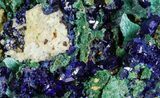 Sparkling Azurite Crystal Cluster with Malachite - Laos #69714-2